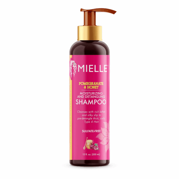 شامبو Mielle اللعنايةالقصوي بالشعر الكيرلي وترطيبة وفك تشابكة بالرمان والعسل 355 مل